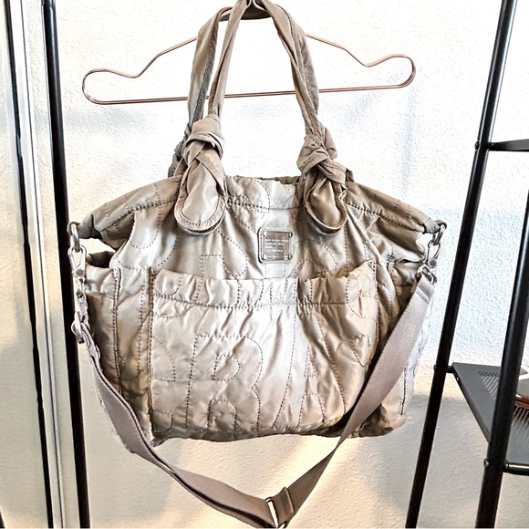 Marc Jacobs Bags Marc Jacobs Taupe Quilted Logo Diaper Bag Poshmark